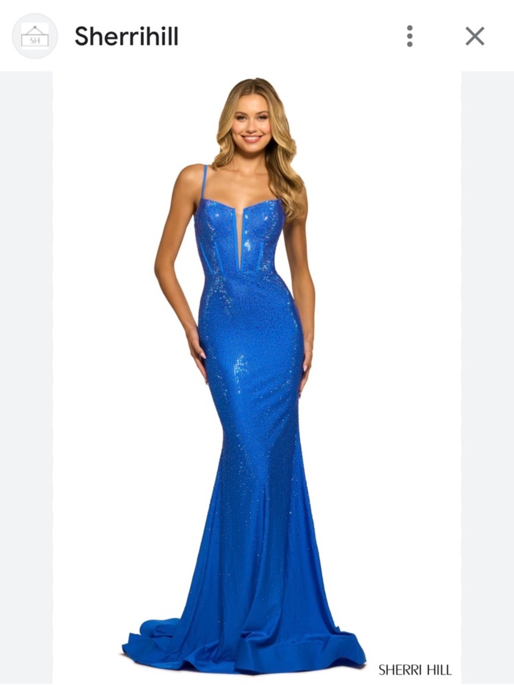 Sherri Hill Cobalt Blue Sequin Fitted Mermaid Gown